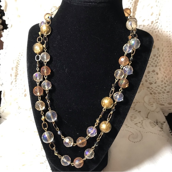 Murano Vintage Italian Gold foil beads, Swarvoski Necklace shiny and fabulous! - Picture 3 of 7